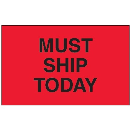 Bsc Preferred 1 1/4 x 2'' - ''Must Ship Today'' Fluorescent Red Labels BUY00016259